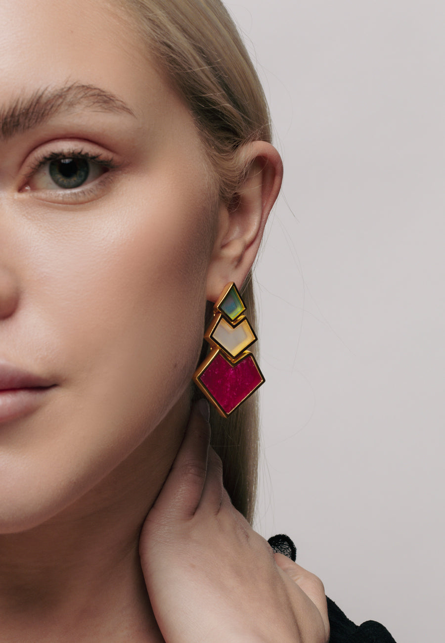 Nefertiti Bougainvillea Earrings, Navy Blue