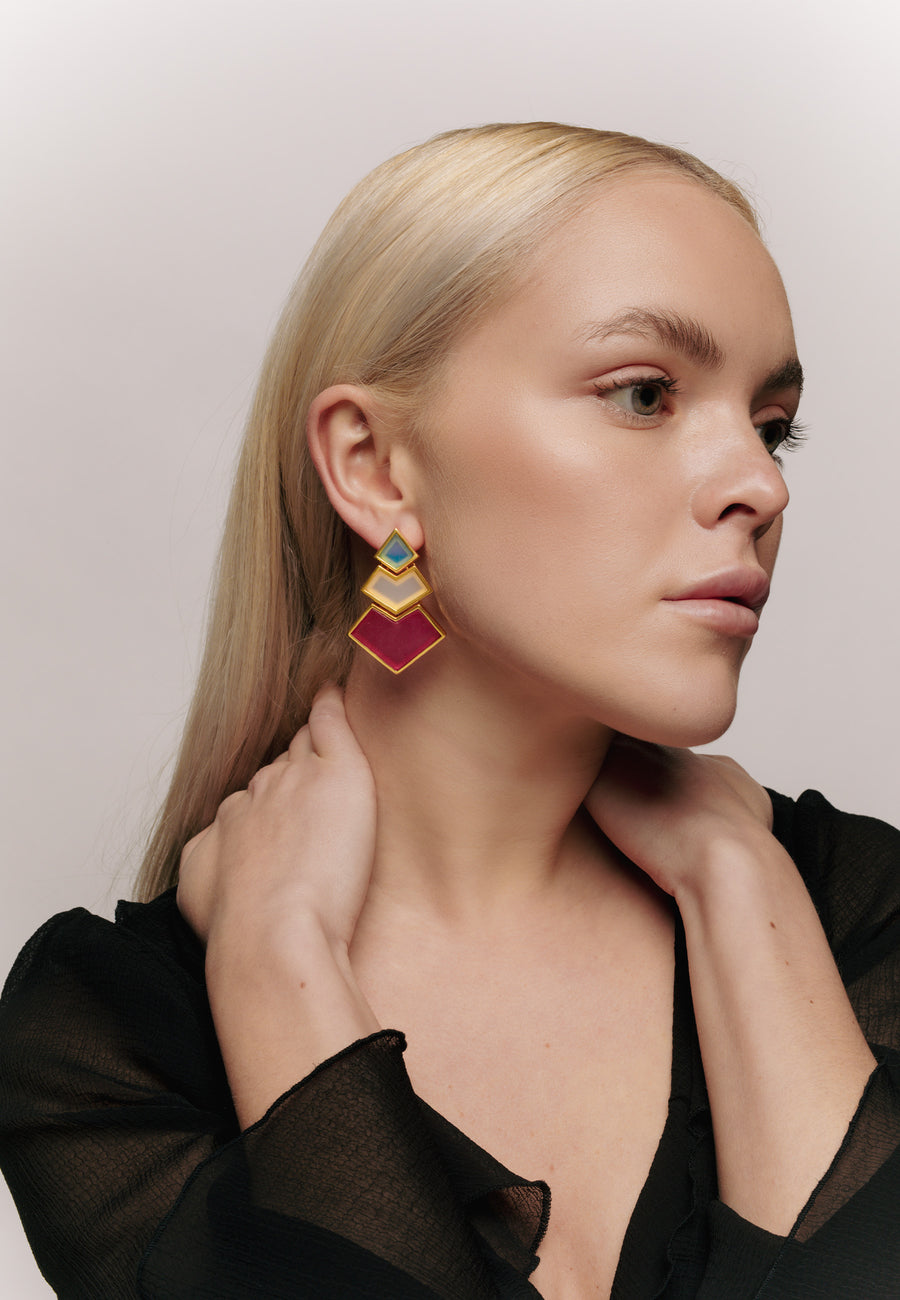 Nefertiti Bougainvillea Earrings, Navy Blue