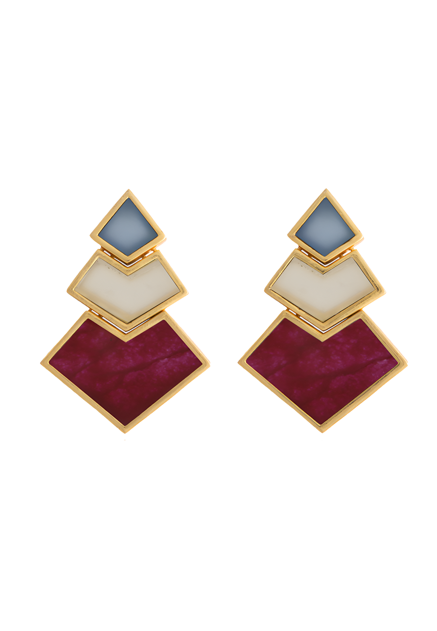 Nefertiti Bougainvillea Earrings, Navy Blue