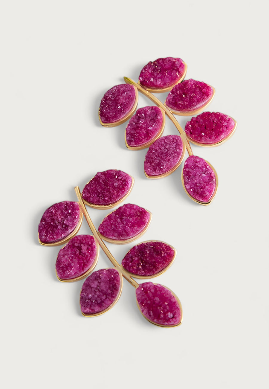 Pendientes Lavani Leaf Buganvilla y Dorado