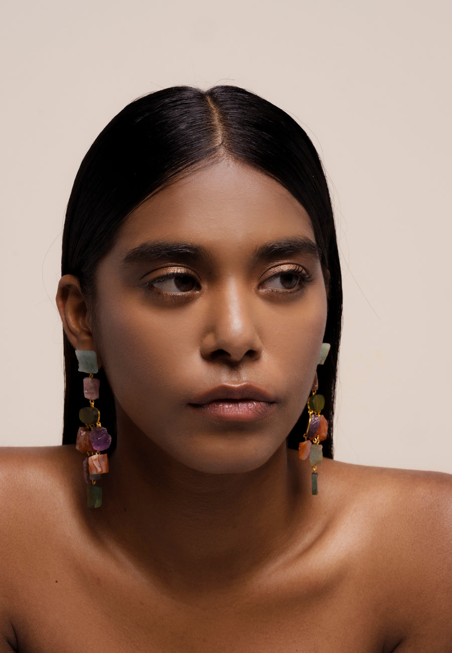 Pendientes chandelier rising con piedras naturales