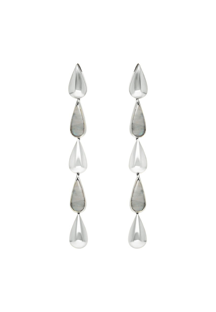 Pendientes en forma de Gotas con baño de plata y piedraluna