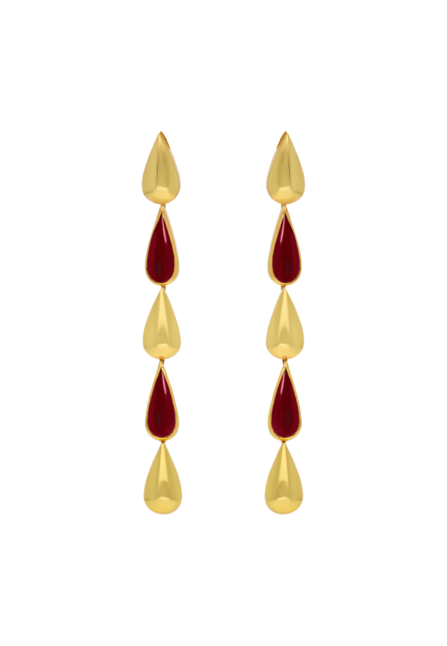 Pendientes en forma de Gotas de color Granate con rubí bruto