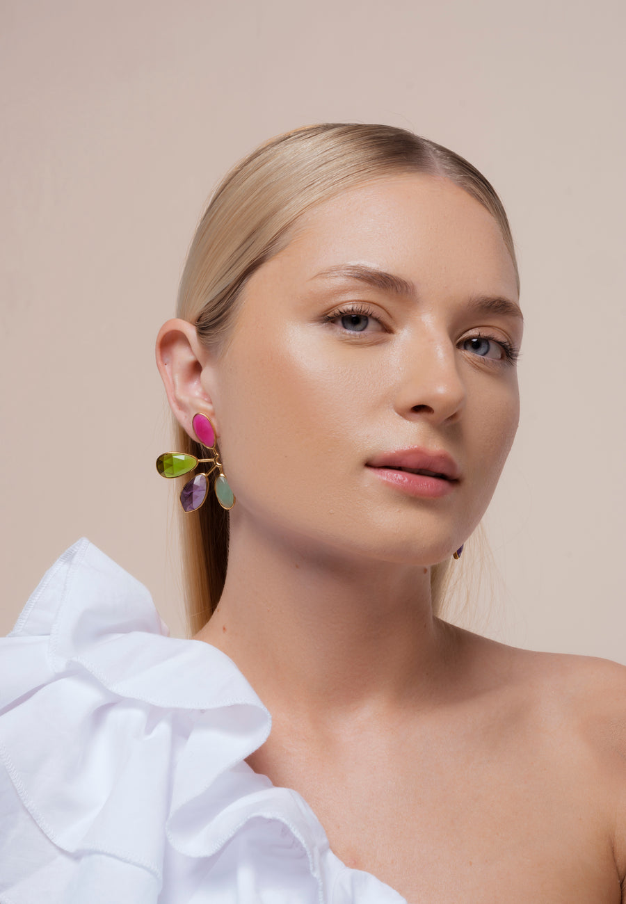 Pendientes manifestation multicolor con piedras semipreciosas