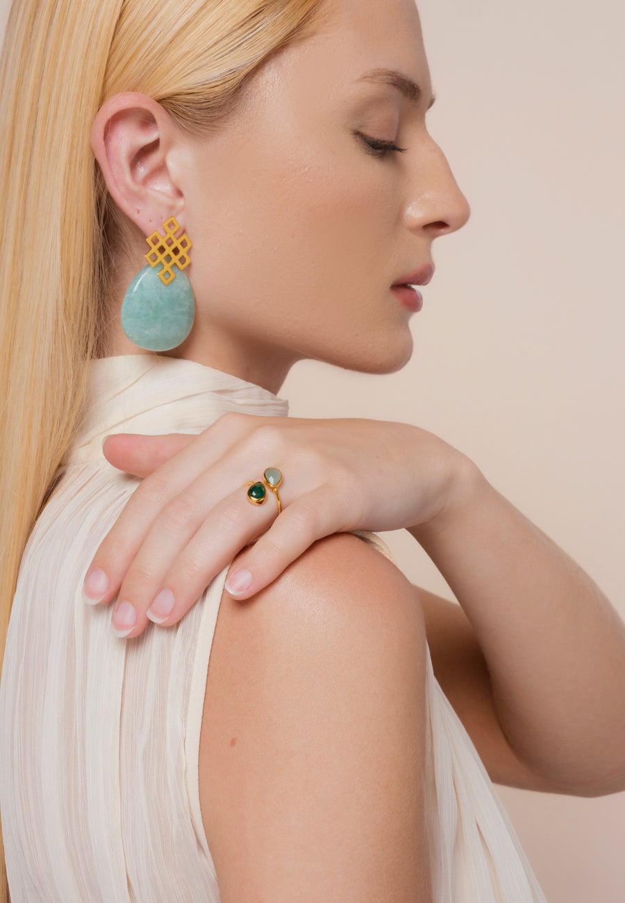 Pendientes hechos con Amazonita Aguamarina natural