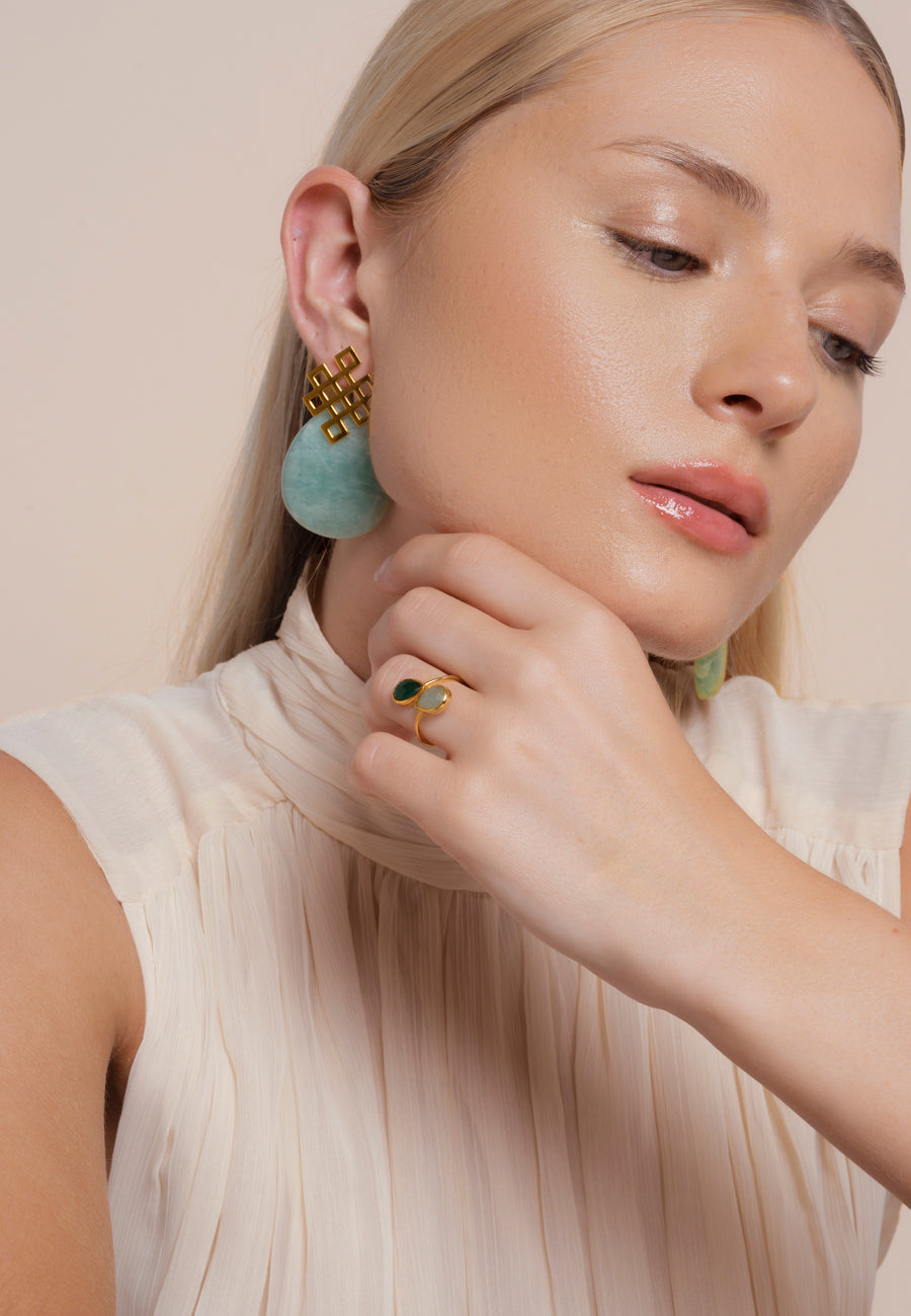 Pendientes aguamarina con Amazonita natural