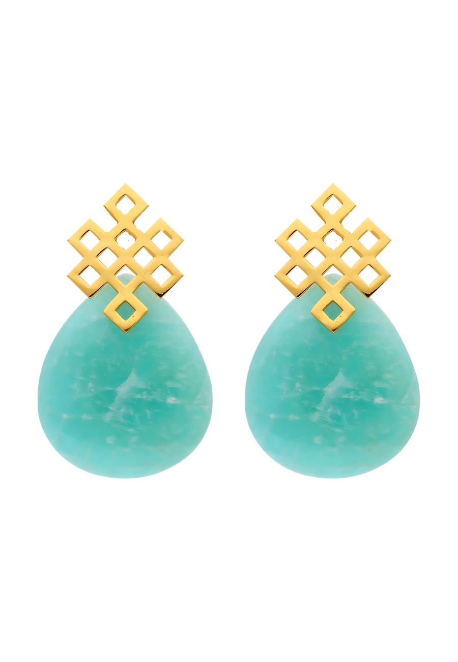 Pendientes con piedra amazonita aguamarina natural