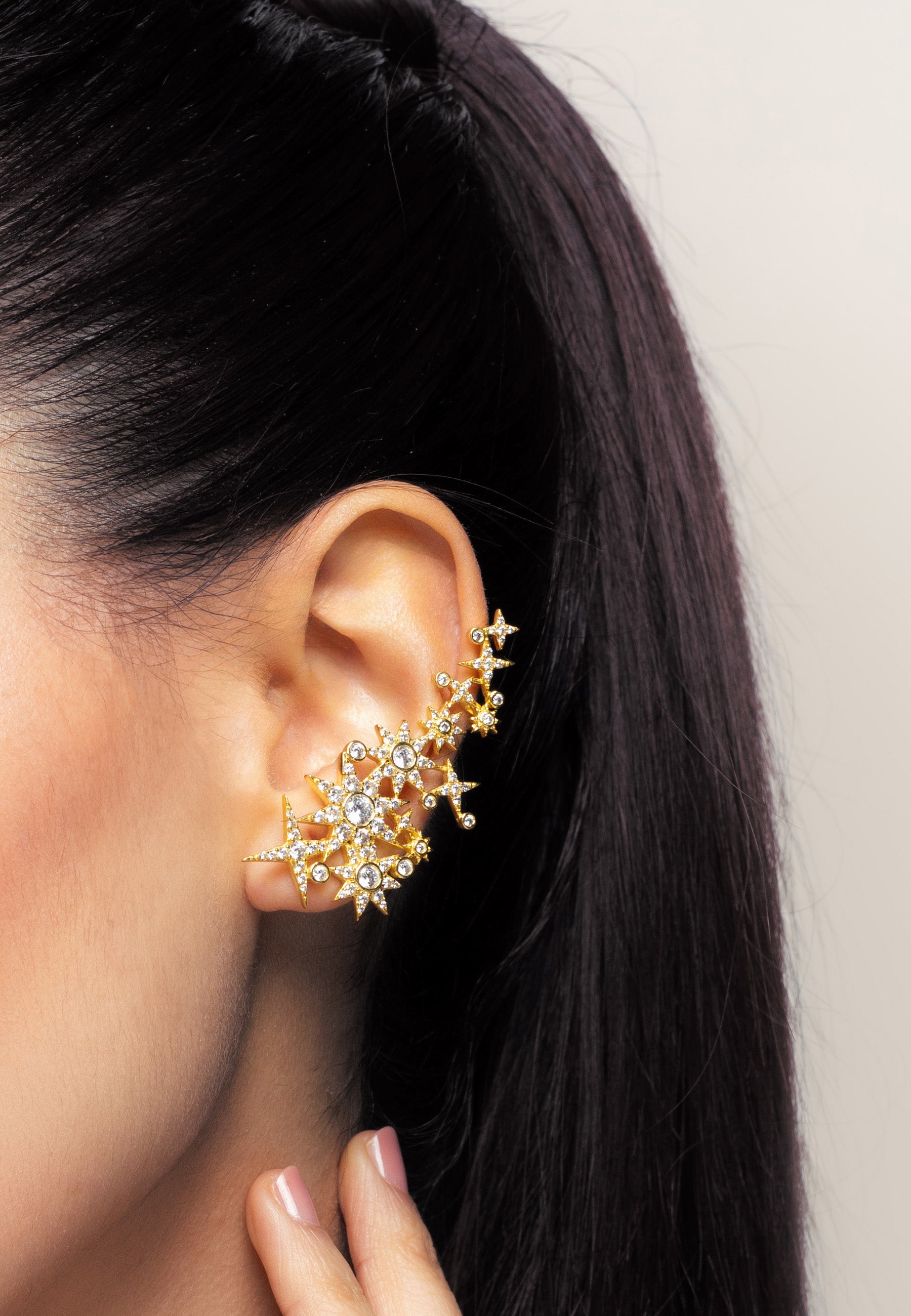 Boucles D'Oreilles Bohème Étoile Cristal Cimenexe - Design Rétro Strass Grimpantes