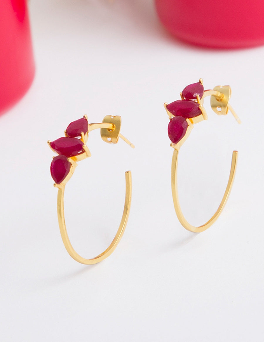 Aros con piedra natural rubí - Aros Kasia