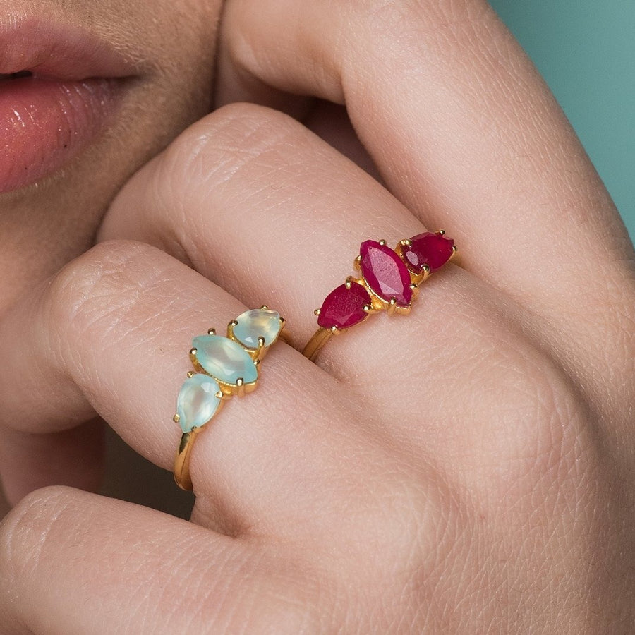 Anillo con rubí bruto granate Kasia