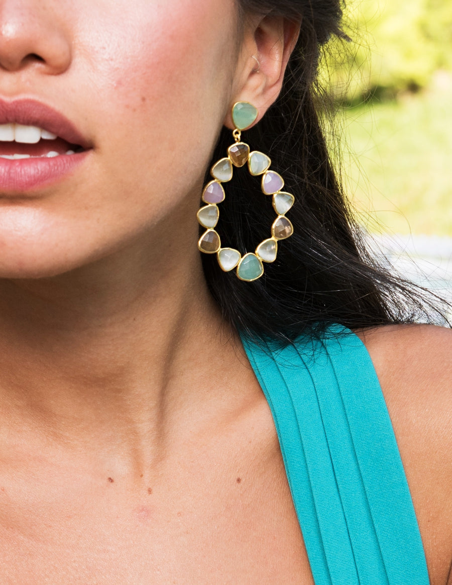Pendientes Largos Palmira Rosa Blanco