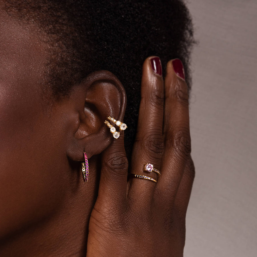 Aros Eclectic Shine Big Fucsia dorados pequeños