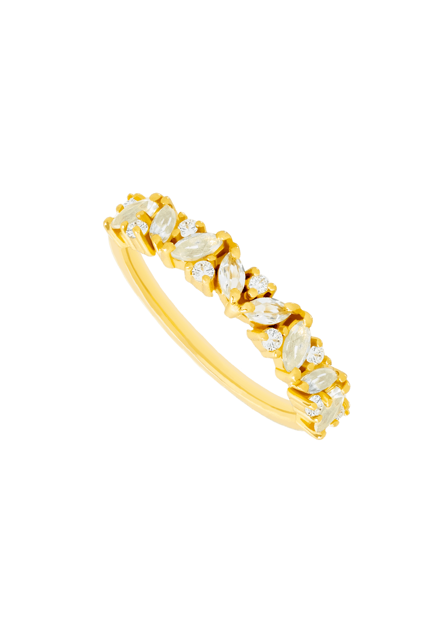 Anillo aguamarina dorado fino con tu piedra de nacimiento y circonitas que le dan muchísimo brillo