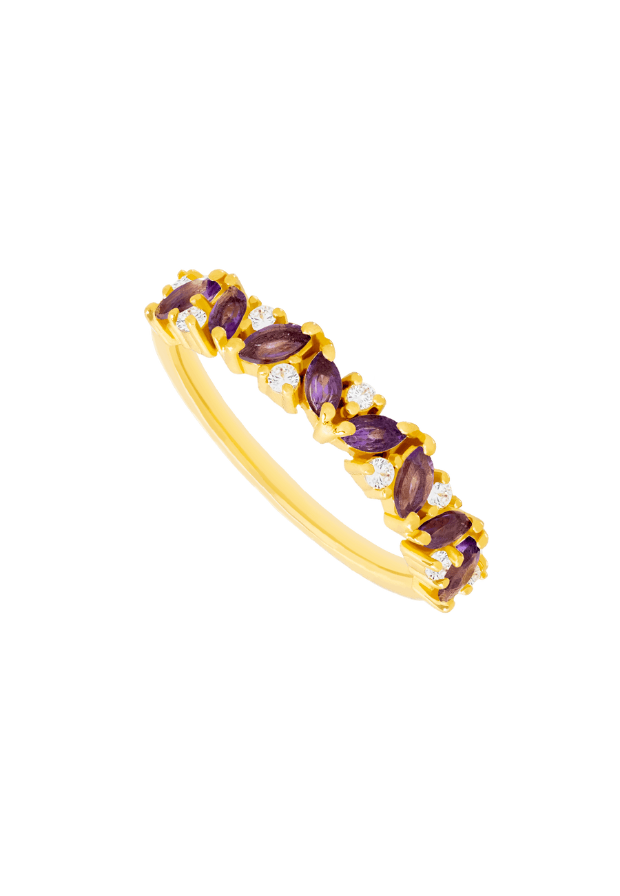 Anillo amatista morado con circonitas de Lavani Jewels. Anillo piedra de nacimiento Febrero.
