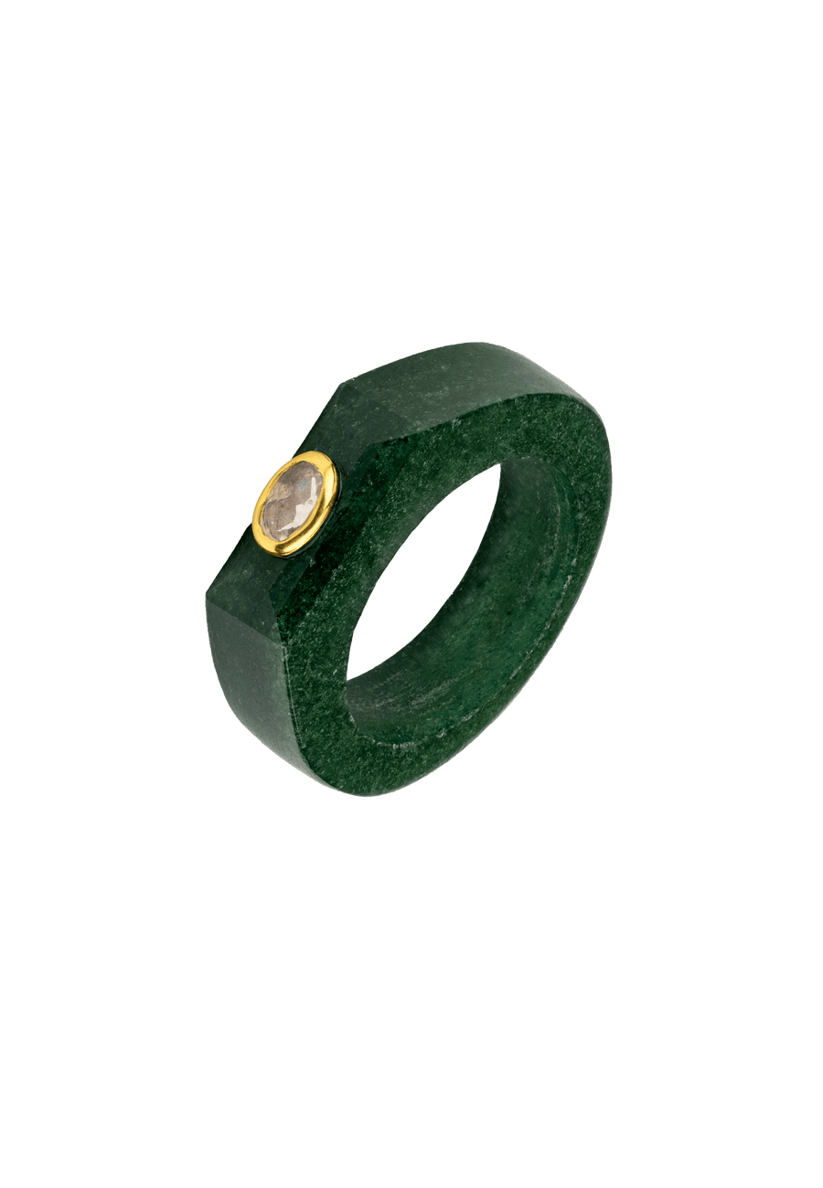 Anillo aventurina verde
