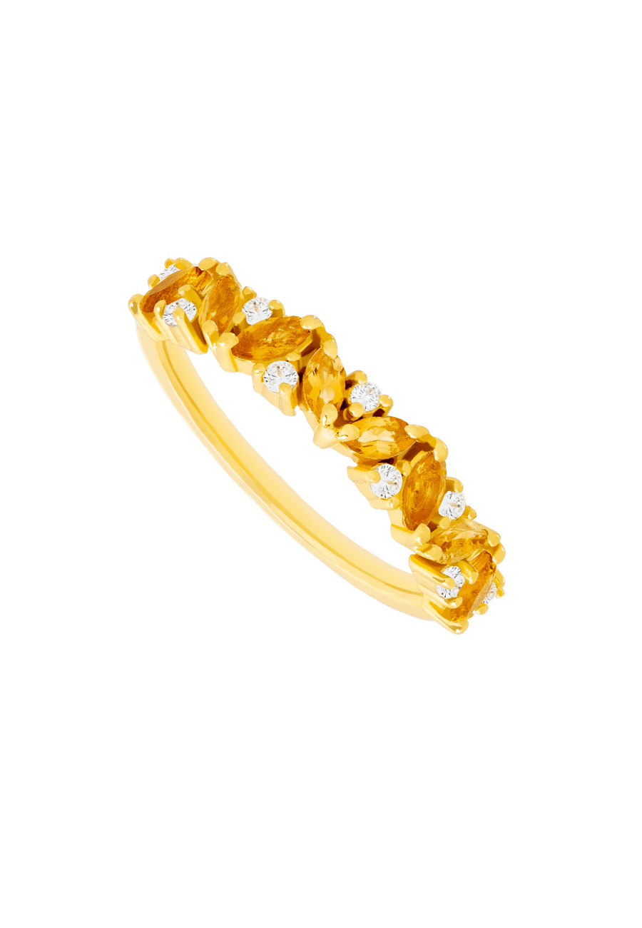 Anillo de Citrino birthstone Noviembre con piedra de nacimiento Citrino naranja.