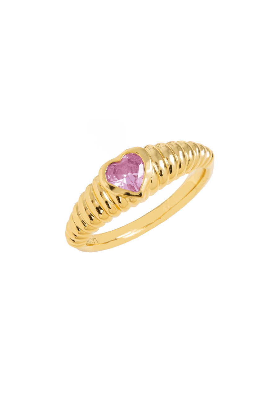 anillo corazón rosa