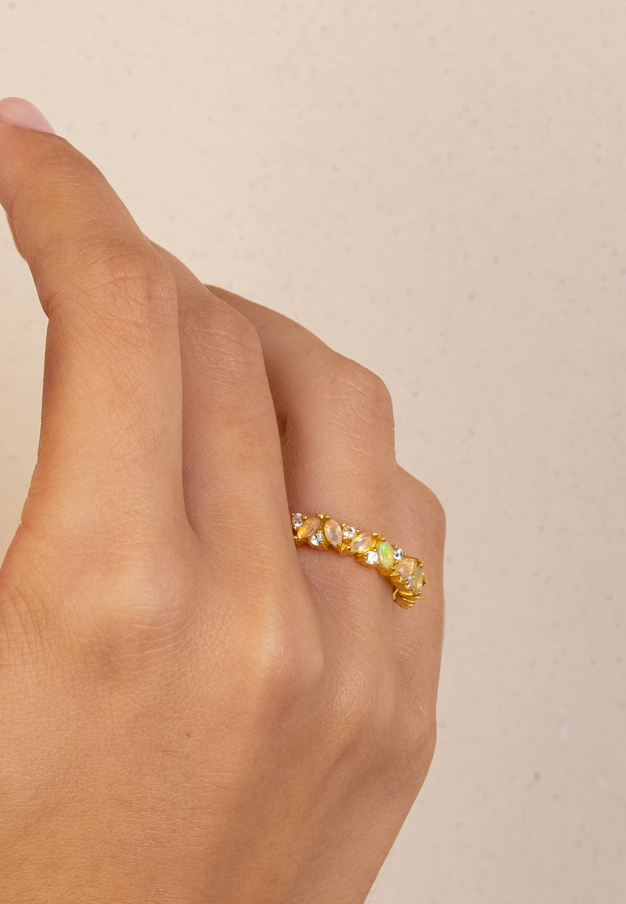 Anillos con ópalo y piedra de nacimiento Octubre