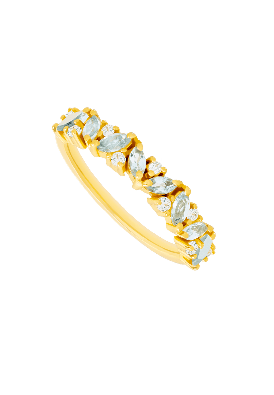 Anillo dorado birthstone Diciembre con piedra de nacimiento Topacio azul.