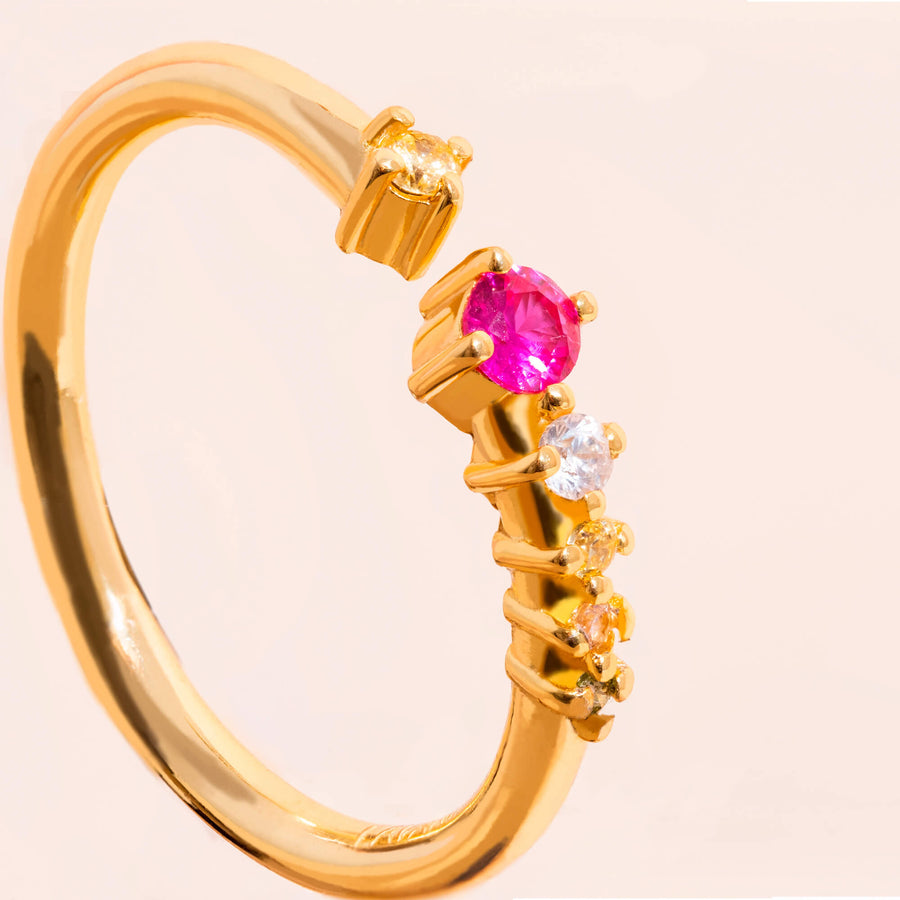 Anillo Orchid dorado inspirado en las orquideas rosa y blanco