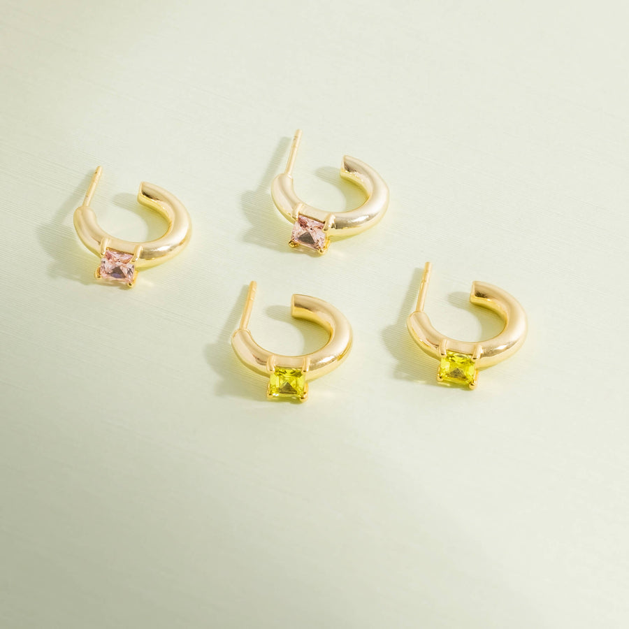 Aros Lia Rosa dorados pequeños para segundo agujero