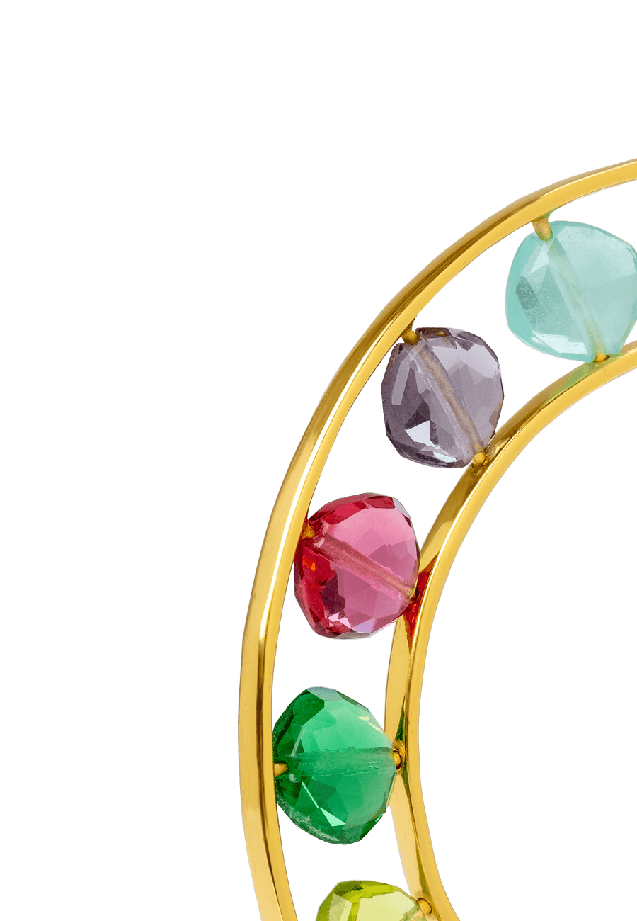 Pendientes cristal de colores con piedras efecto cristales Manhattan bañados en oro
