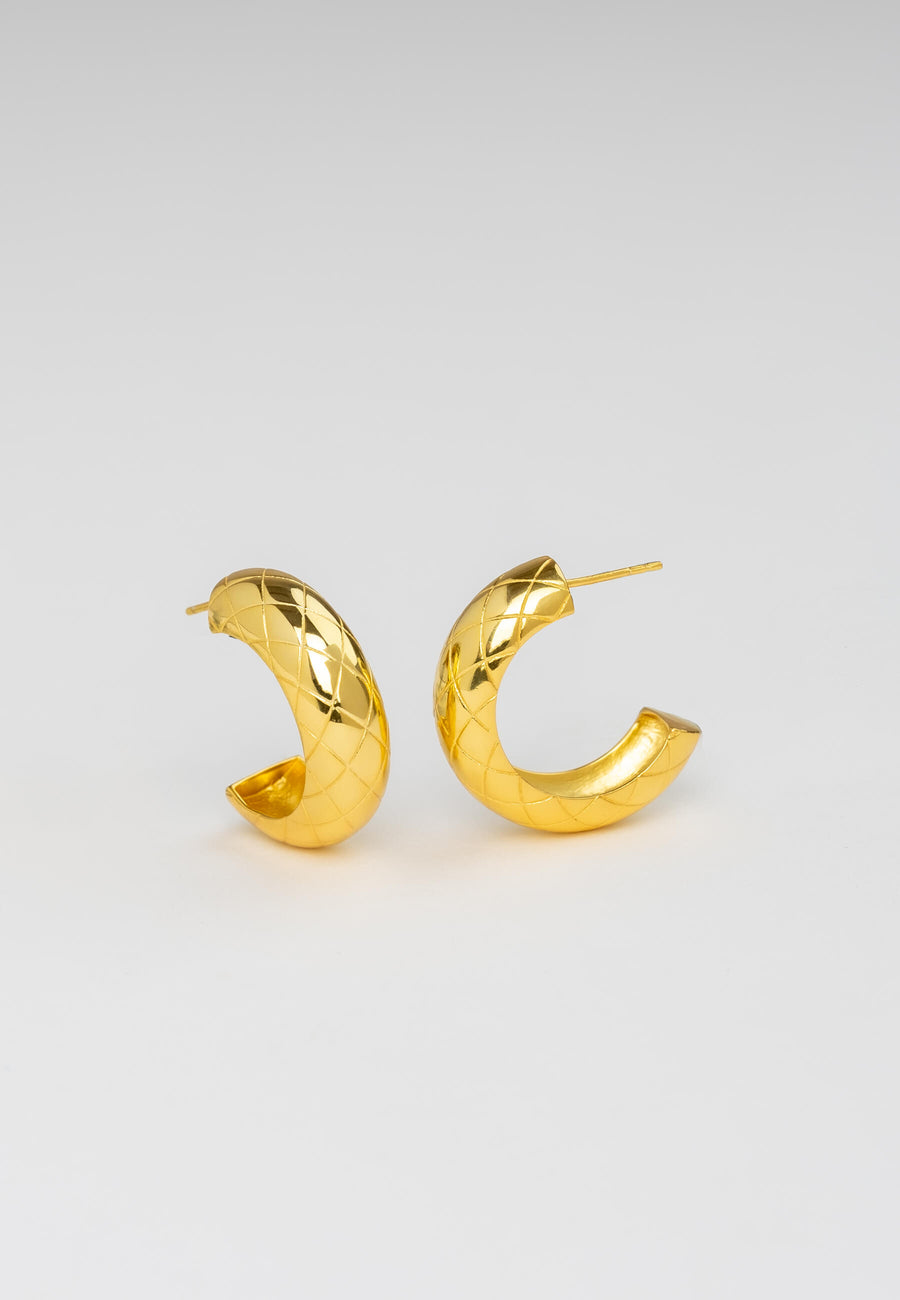 Aros Dorados Anchos con Estampado cocodrilo
