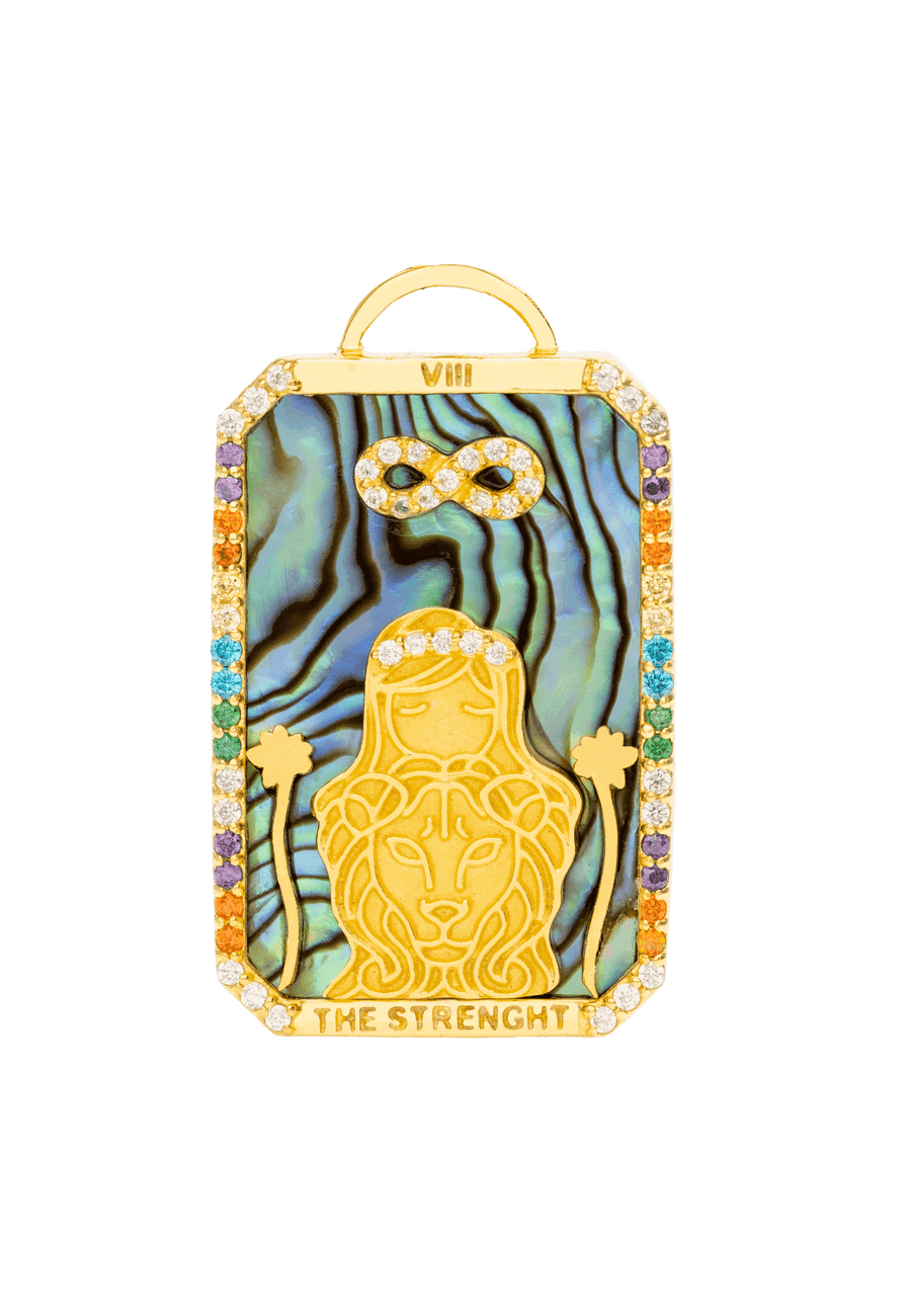 Colgante de Carta del Tarot con circonitas multicolores