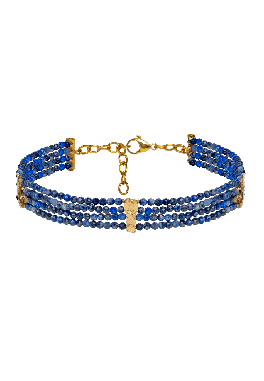 Choker de cuentas de colores azules de lavani jewels