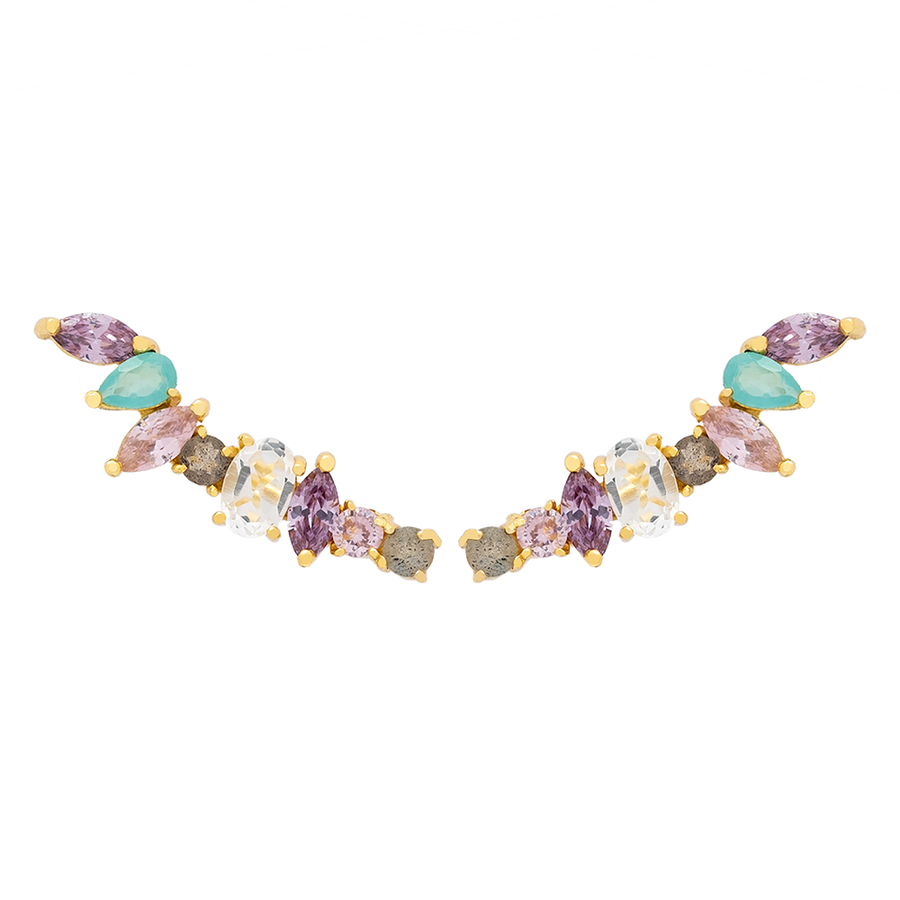 Pendientes climber tipo trepadores de mujer con piedras naturales de Lavani Jewels.