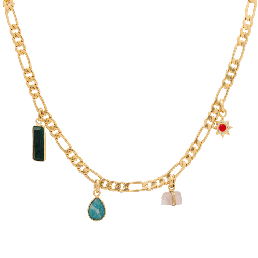 Collar de cadena con charms de piedras preciosas
