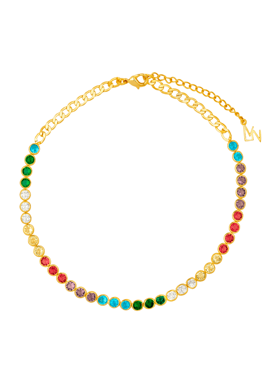 Collar riviere con circonitas de muchos colores