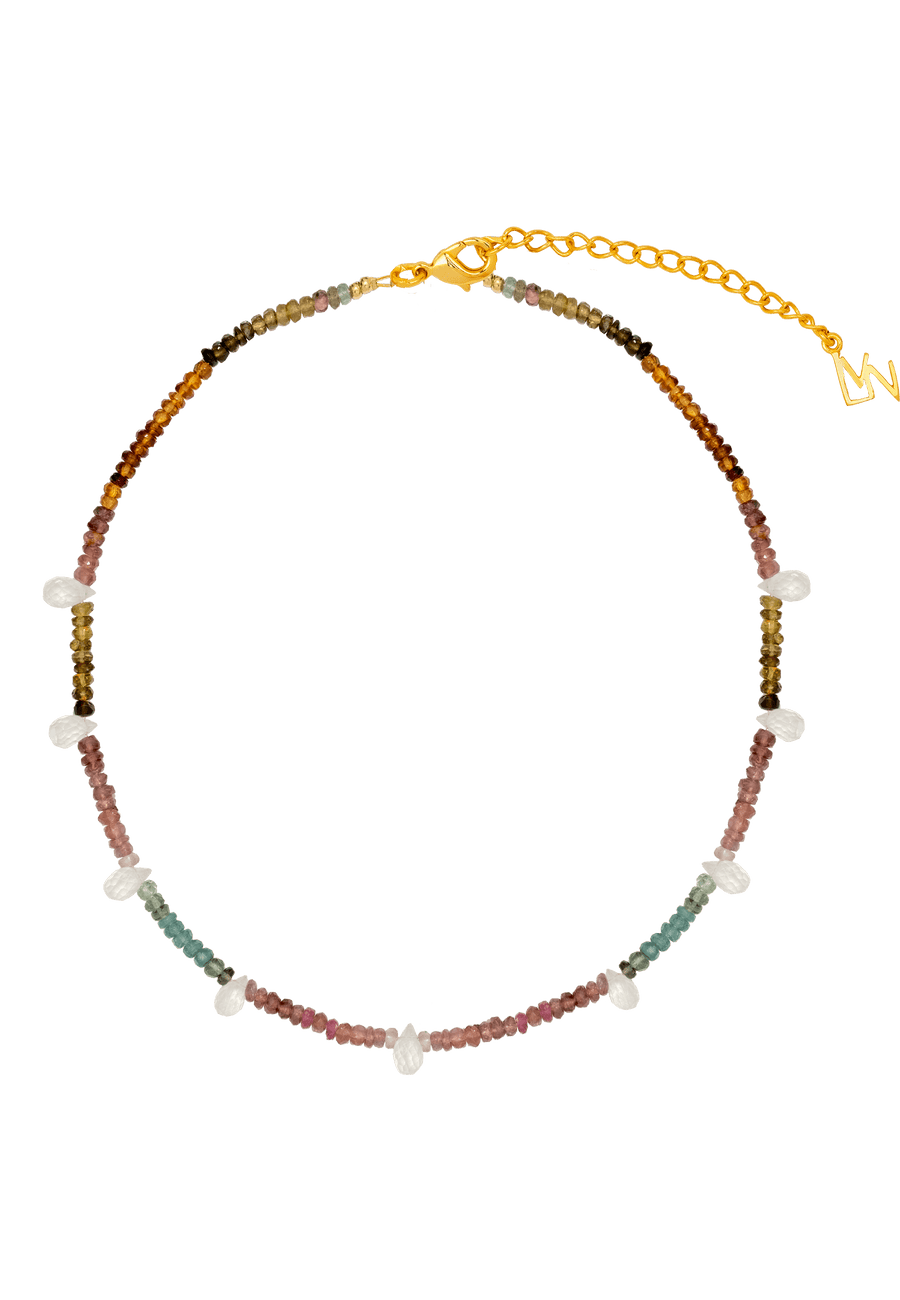 Collar Turmalina multicolor creado con cuentas de colores con la piedra Turmalina.