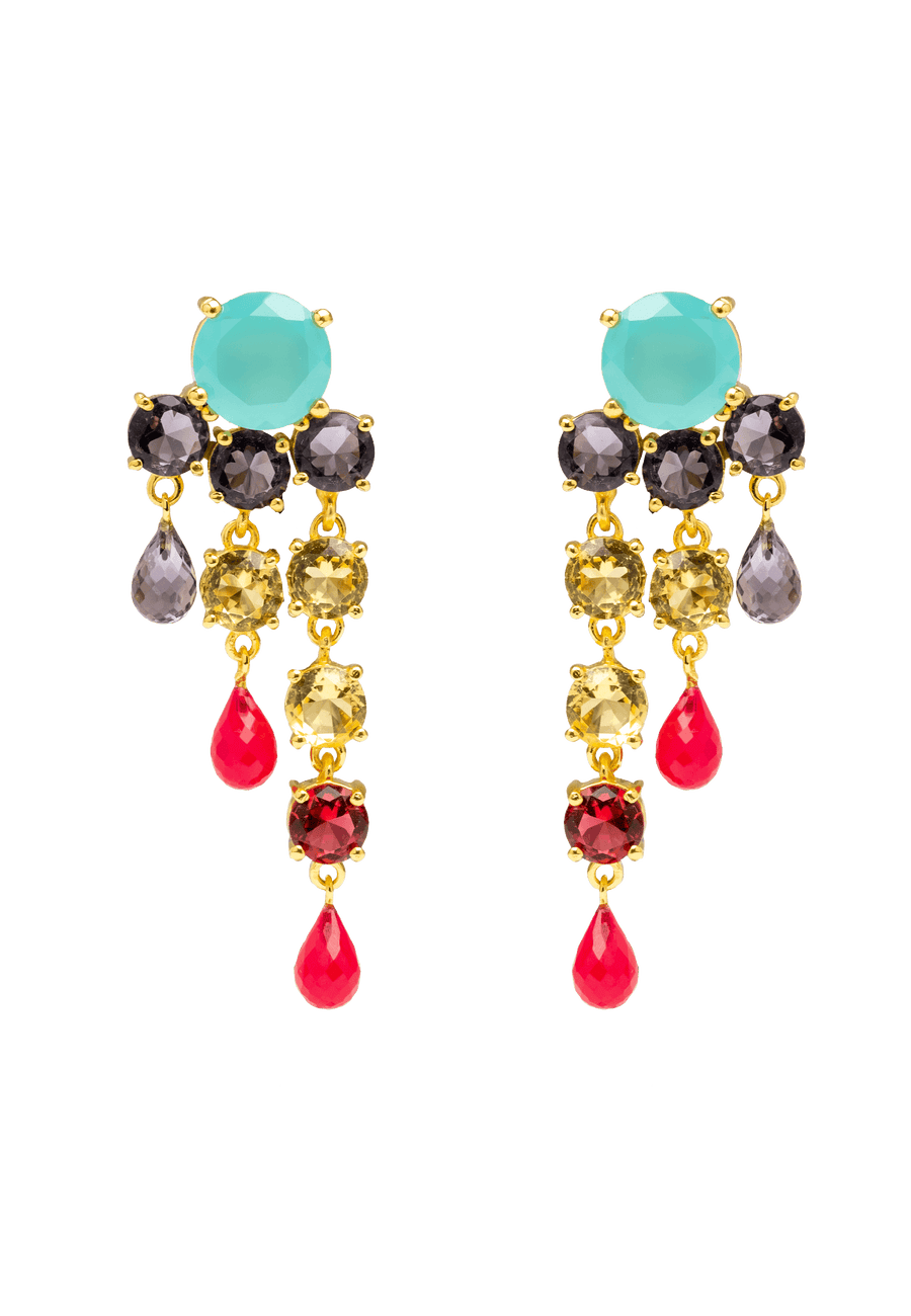 Pendientes cascada con piedras naturales de varios colores