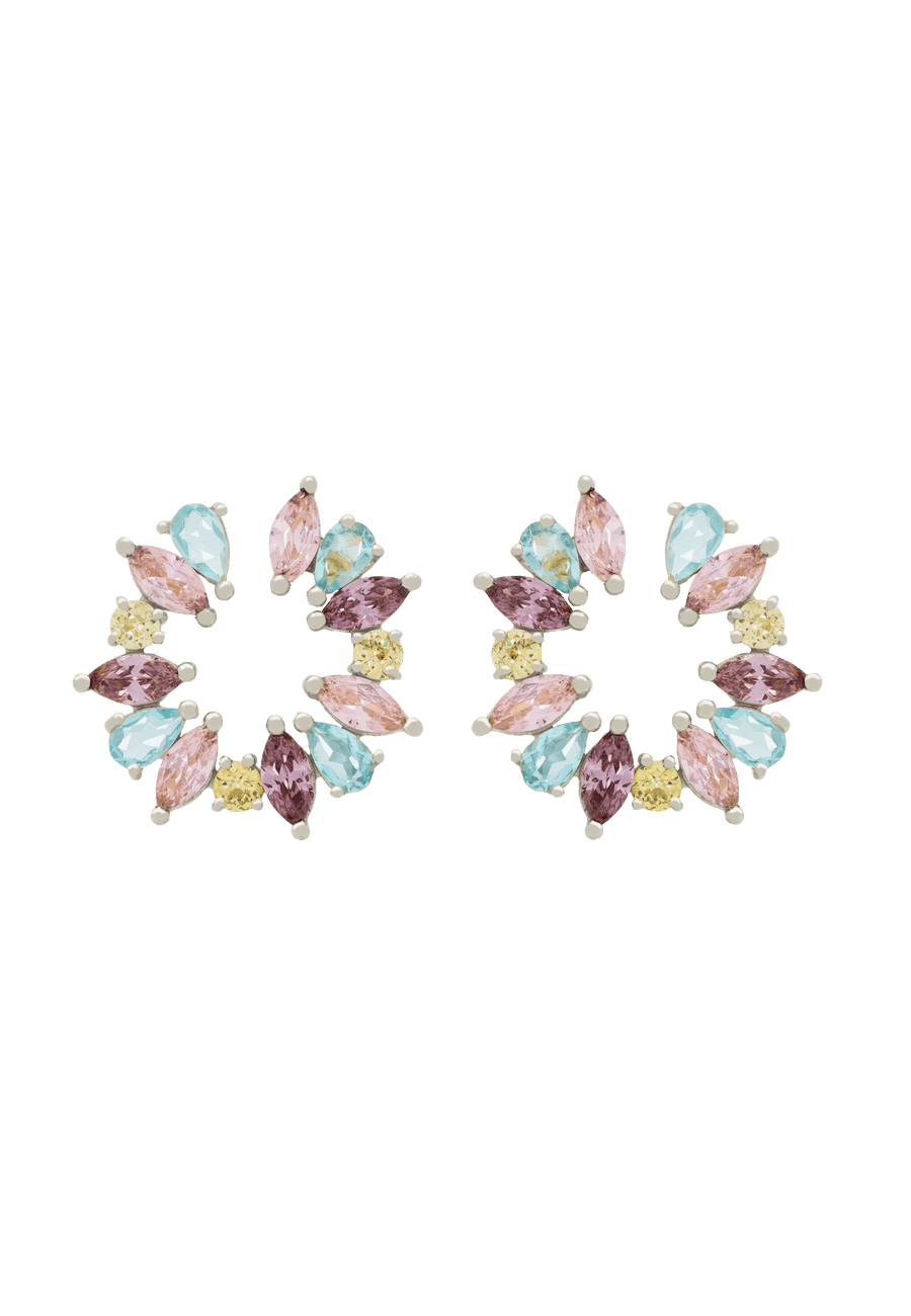 Pendientes amal plata con piedras en tonos pastel