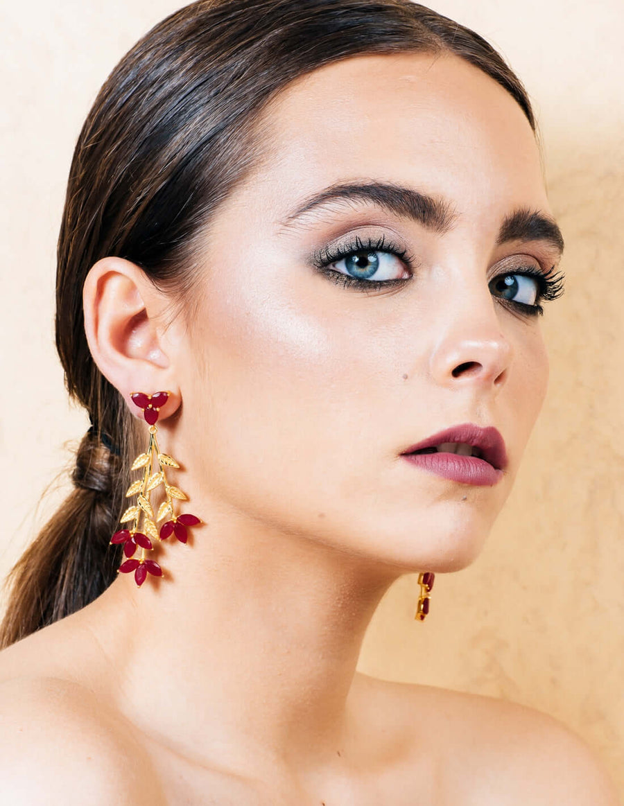 Pendientes Burdeos para invitada