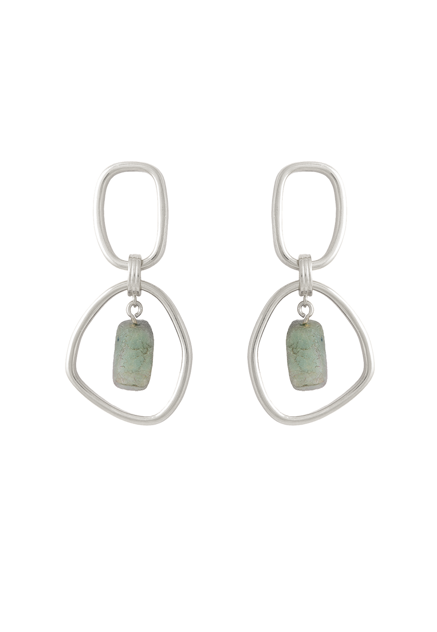 Pendientes Plateados Mercury con colgante en aguamarina