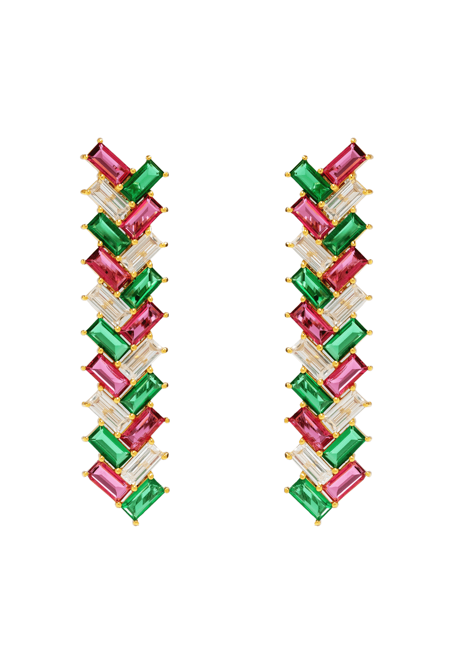 Pendientes alargados con piedras naturales de colores