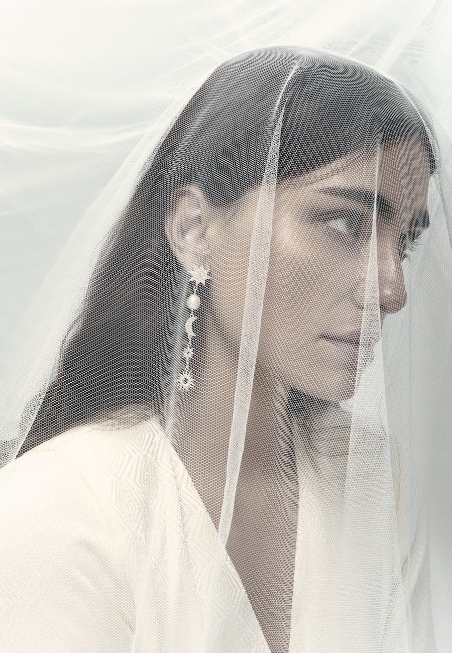 pendientes blancos novia