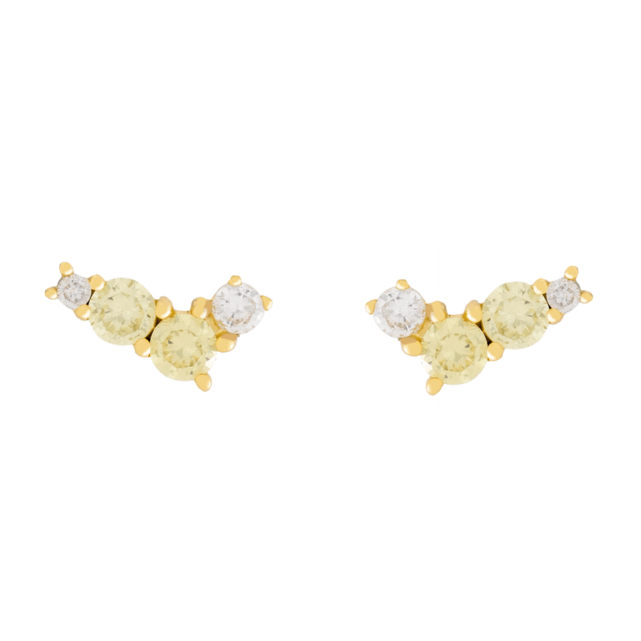 Piercing sencillo en forma de V con piedras verdes y blancas.
