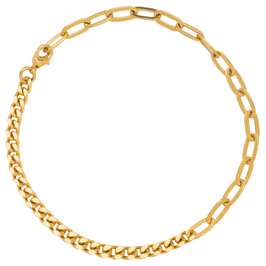 Pulsera Hybrid dos mitades de cadena distintas doradas