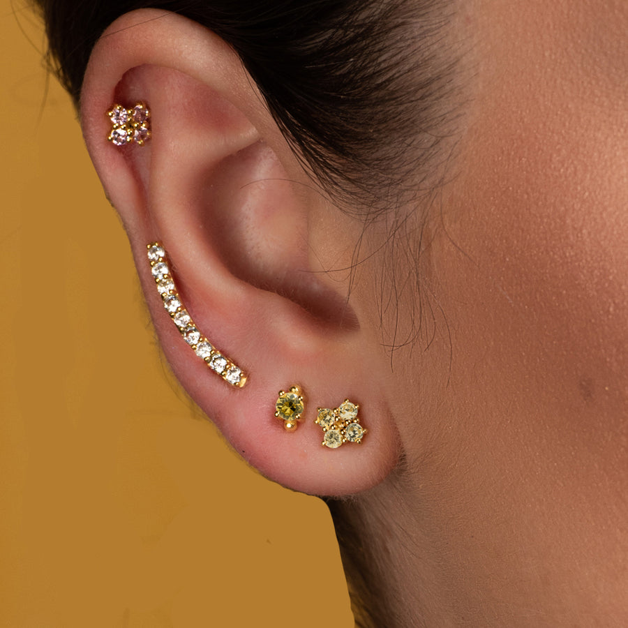 Set de piercings Lavani color verde pequeños minimalistas