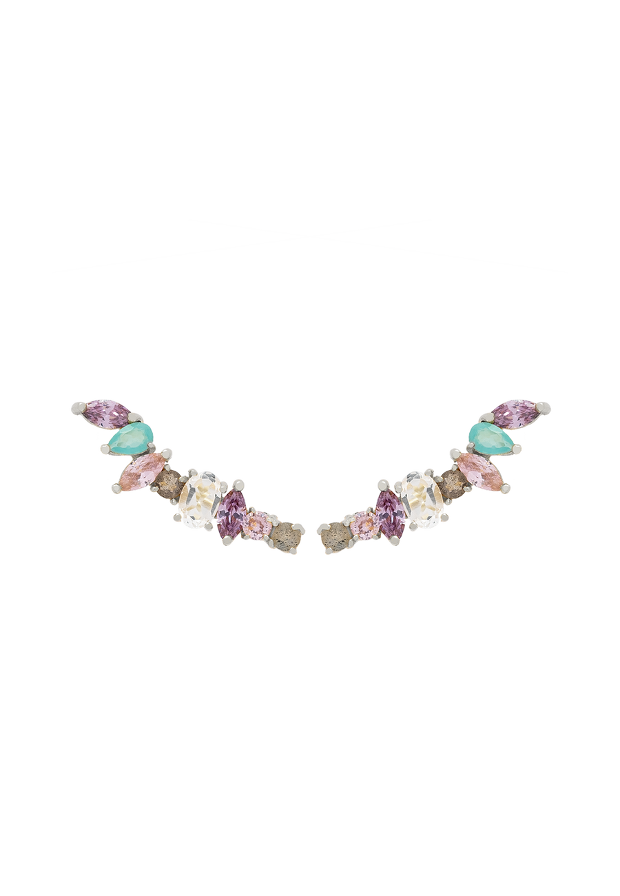Pendientes trepadores en plata o climbers plata con piedras naturales