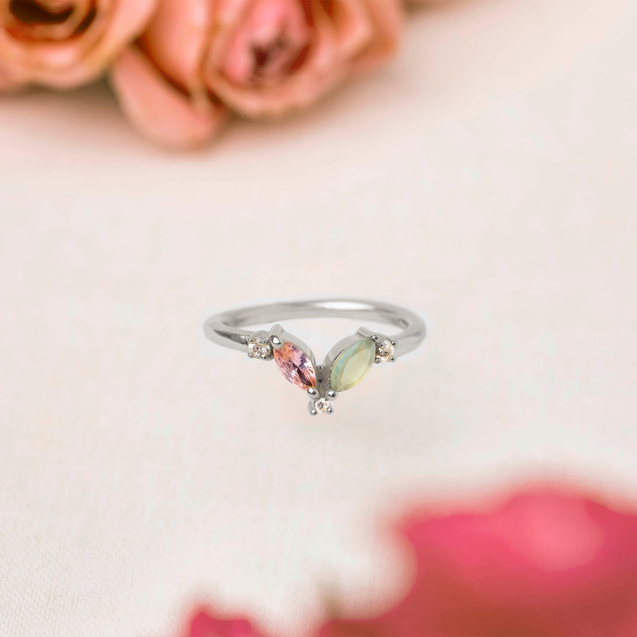 Anillo plateado y regulable en tonos pastel