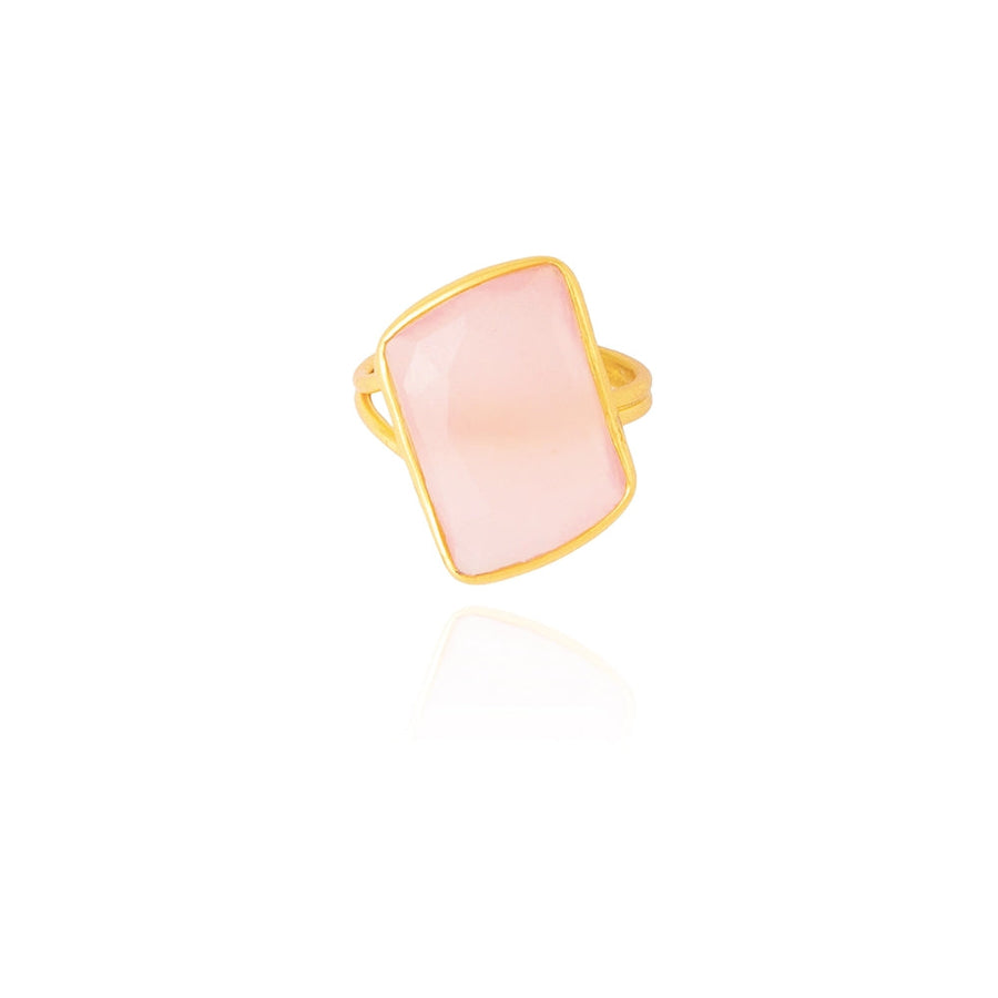 Anillo con piedra natural rosa diseño de Lavani Jewels