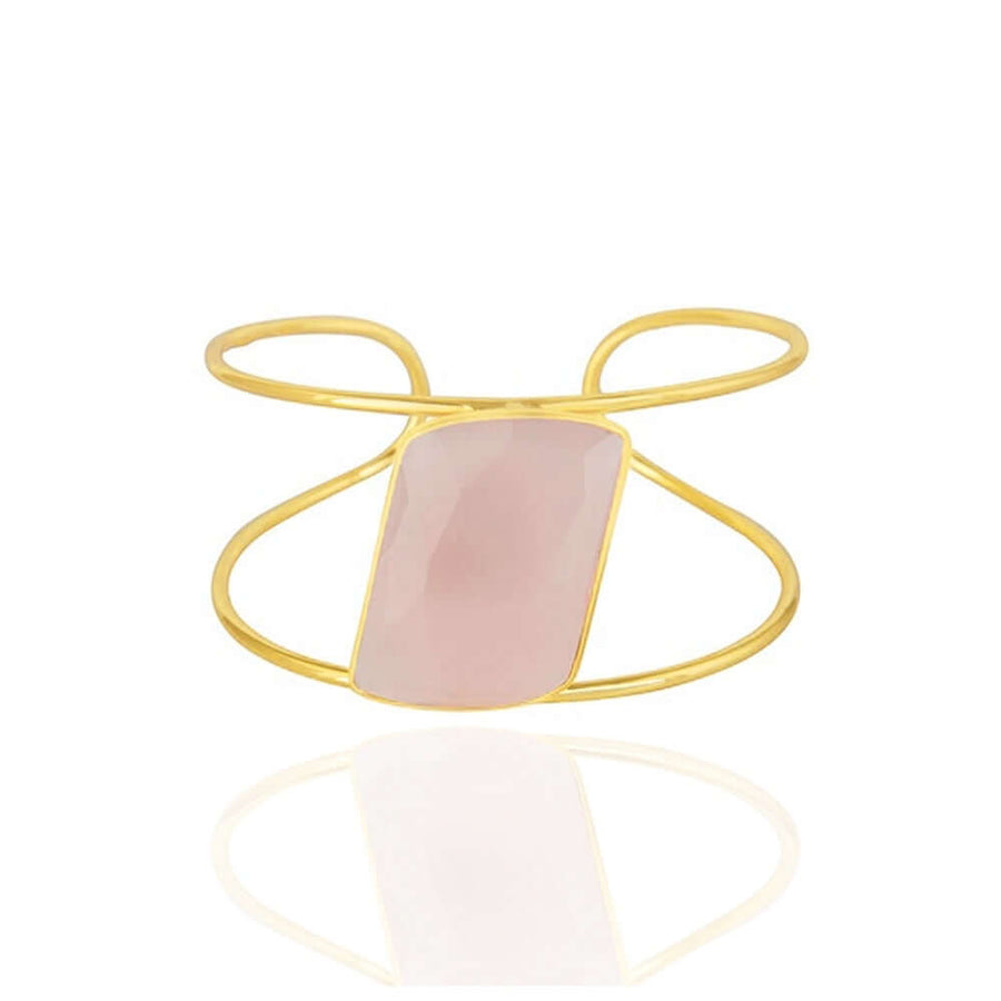 Brazalete con piedra natural rosa de forma geometrica de Lavani Jewels