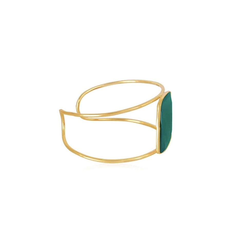 Perfil de brazalete verde de Lavani Jewels diseñado con una piedra natural verde