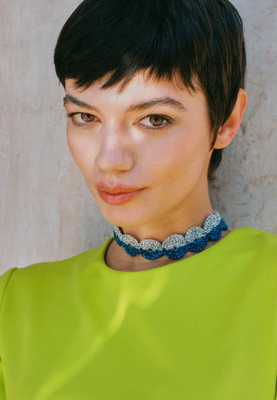 Choker Ball Savina Azul y Plata