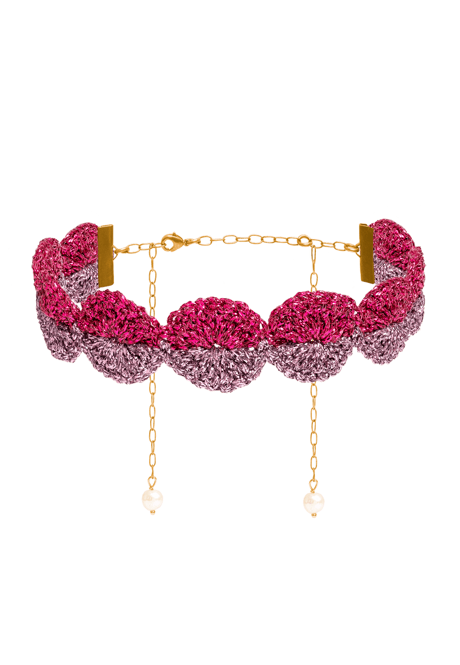 Choker Ball Savina Malva y Fucsia