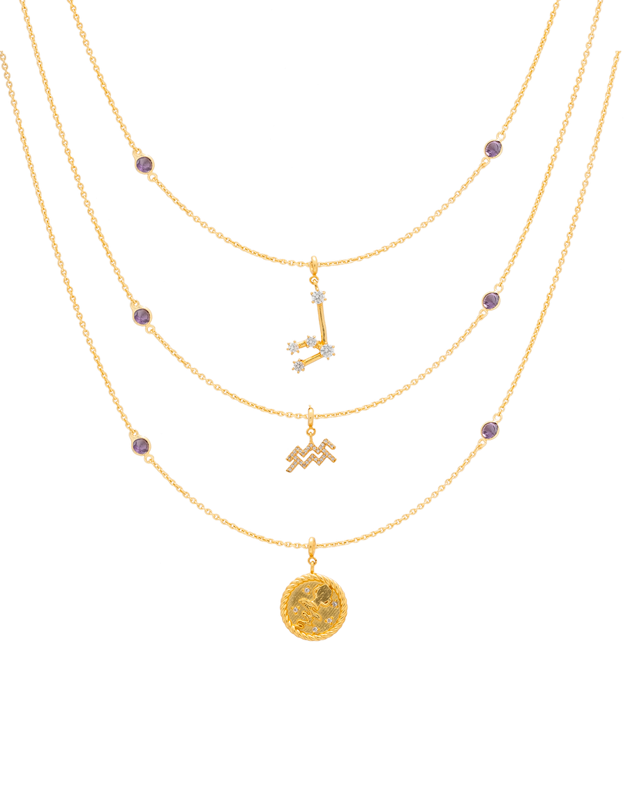 Collar Zodiaco Acuario con piedra semi preciosa de Lavani Jewels